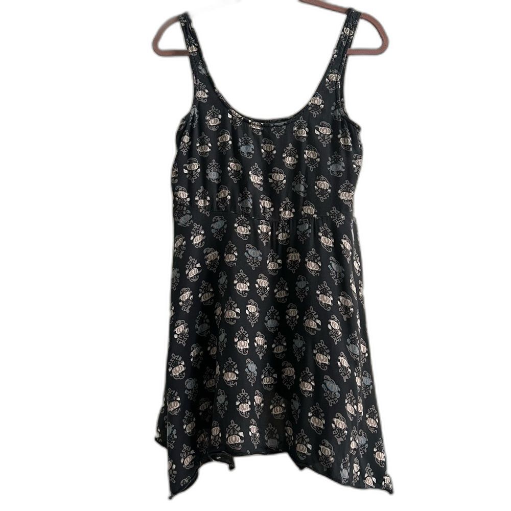 Aerie Black and Gray Patterned Dress Fit and Flare Skater Flowy Size XS Beach